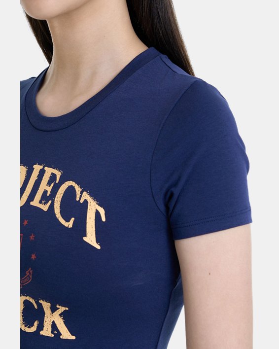 Women's Project Rock Arena Baby T-Shirt in Blue image number 7